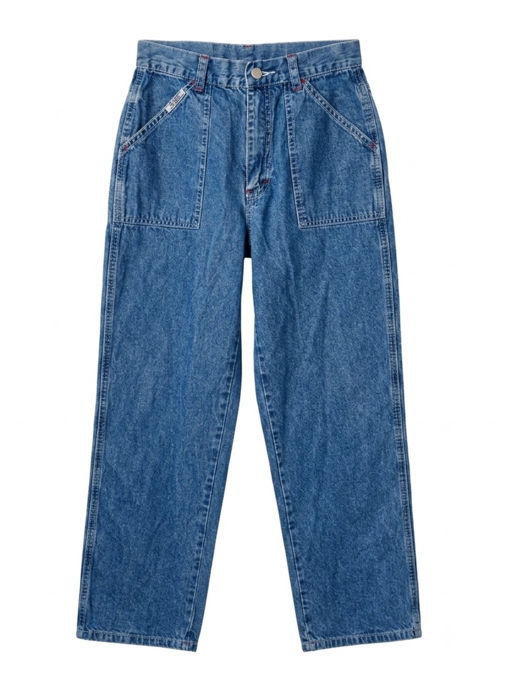 Vintage 90s Revolt High Rise Utility Patch Pocket Jeans Blue Size 24